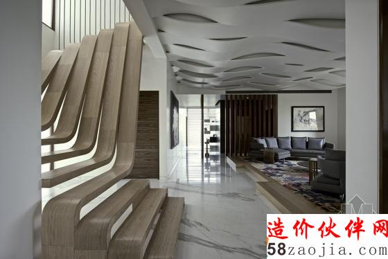 柔美優(yōu)雅的線條!印度鏤空雕塑樓梯公寓