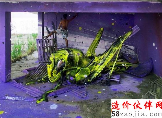 回收垃圾做的動(dòng)物雕塑